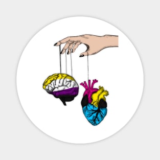 Non-binary Brain with Demipansexual Heart Magnet